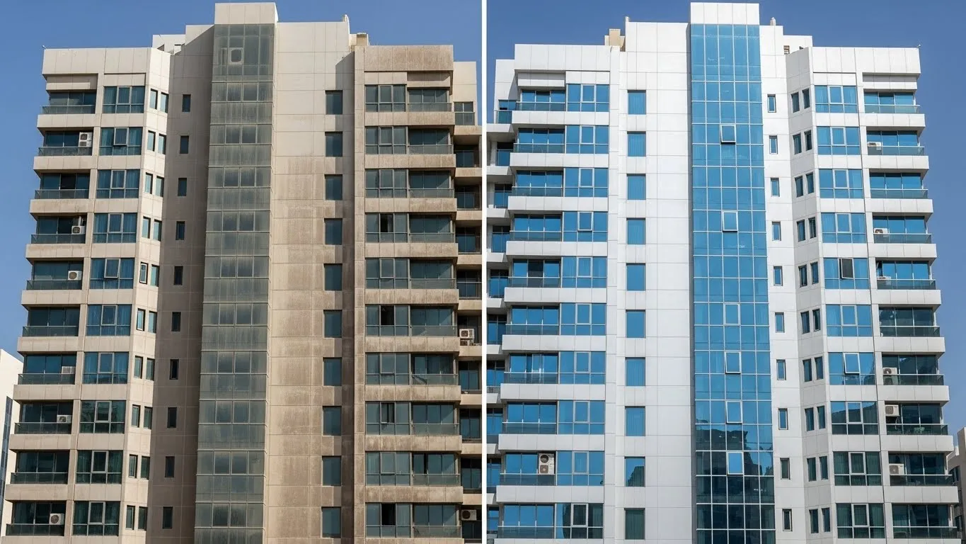 تنظيف واجهات الفلل والزجاج في الشارقة